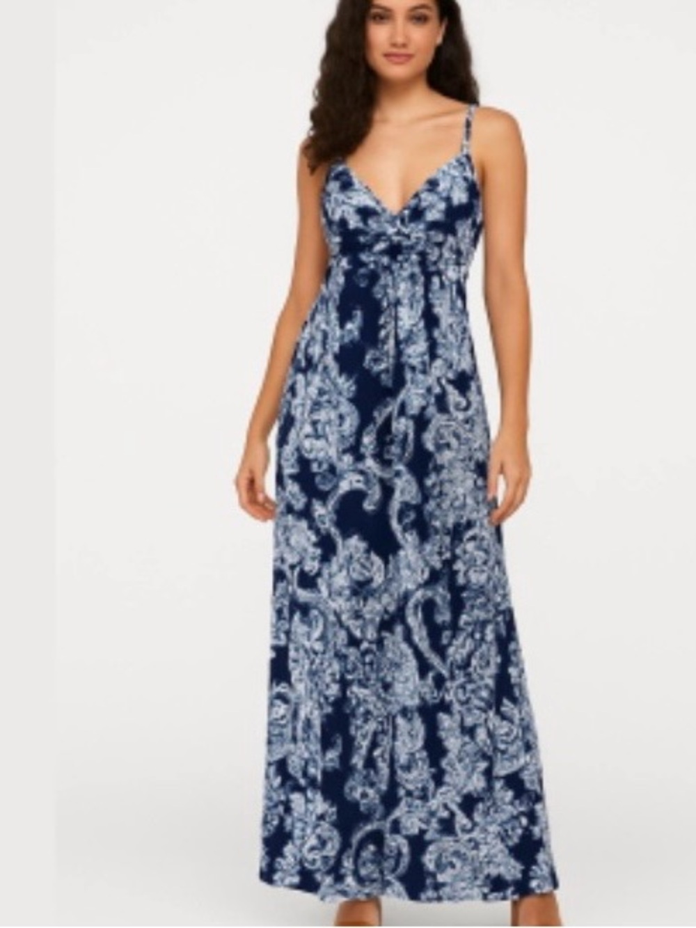 INC International Concepts Navy Blue and White Maxi Dress